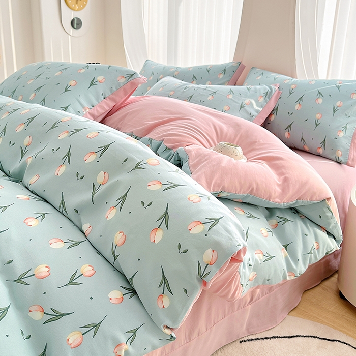 91家纺网 家纺一手货源 找家纺 卡普二店 2024新款A类水洗棉麻四件套 七里香