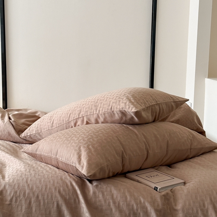 91家纺网 家纺一手货源 找家纺 玖弘 2024新款染色提花系列四件套 风车 奶咖