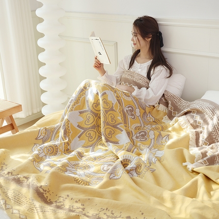 91家纺网 家纺一手货源 找家纺 （总）朴尔 2024新款基拉尼风流苏花边全棉纱布毛巾被