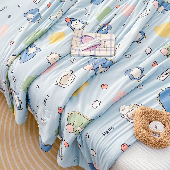 91家纺网 家纺一手货源 找家纺 眠优居 2024新款A类针织棉大豆纤维夏被 泡泡龙