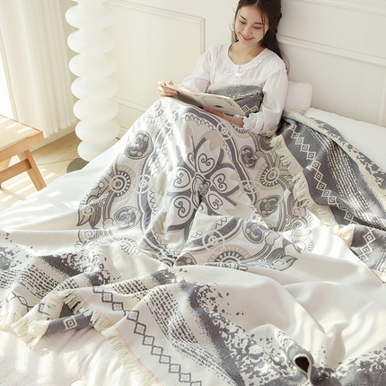 91家纺网 家纺一手货源 找家纺 （总）朴尔 2024新款基拉尼风流苏花边全棉纱布毛巾被