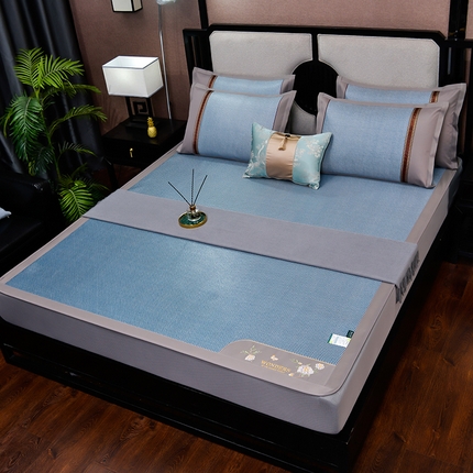 91家纺网 家纺一手货源 找家纺 （总）2024新款绣球花开-冰藤双面席系列（床笠款）凉席藤席冰丝席乳胶席