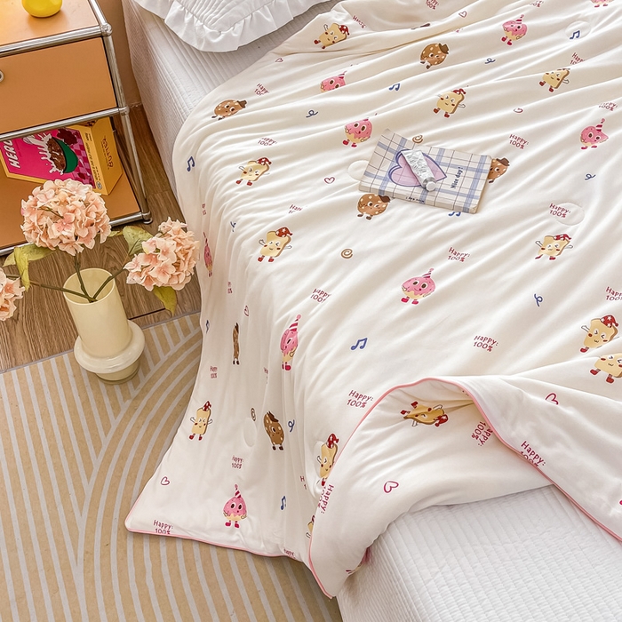 91家纺网 家纺一手货源 找家纺 眠优居 2024新款A类针织棉大豆纤维夏被 冰激凌