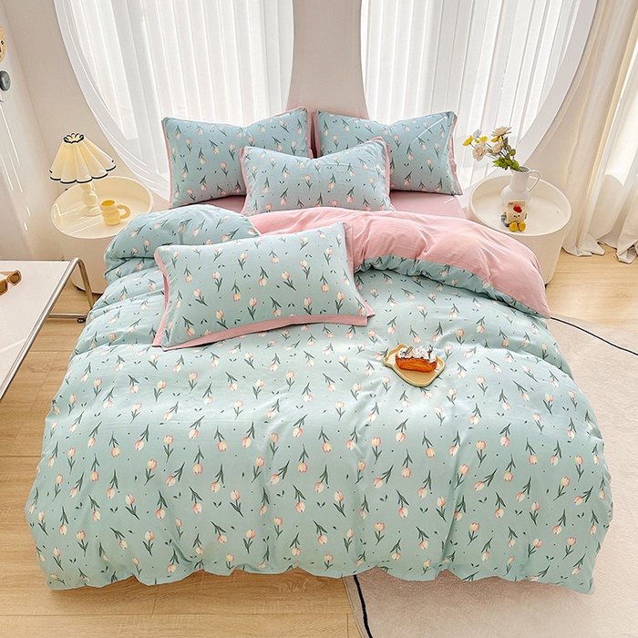 91家纺网 家纺一手货源 找家纺 卡普二店 2024新款A类水洗棉麻四件套 七里香