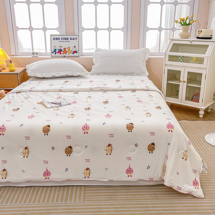 91家纺网 家纺一手货源 找家纺 眠优居 2024新款A类针织棉大豆纤维夏被 冰激凌