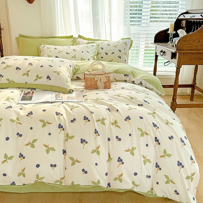 91家纺网 家纺一手货源 找家纺 卡普二店 2024新款A类水洗棉麻四件套 桑葚情怀