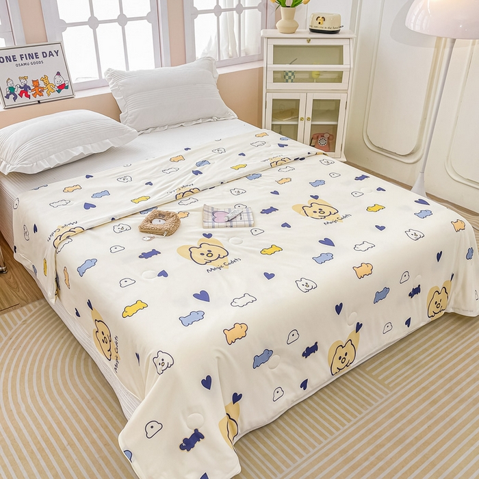 91家纺网 家纺一手货源 找家纺 眠优居 2024新款A类针织棉大豆纤维夏被 魔法狗