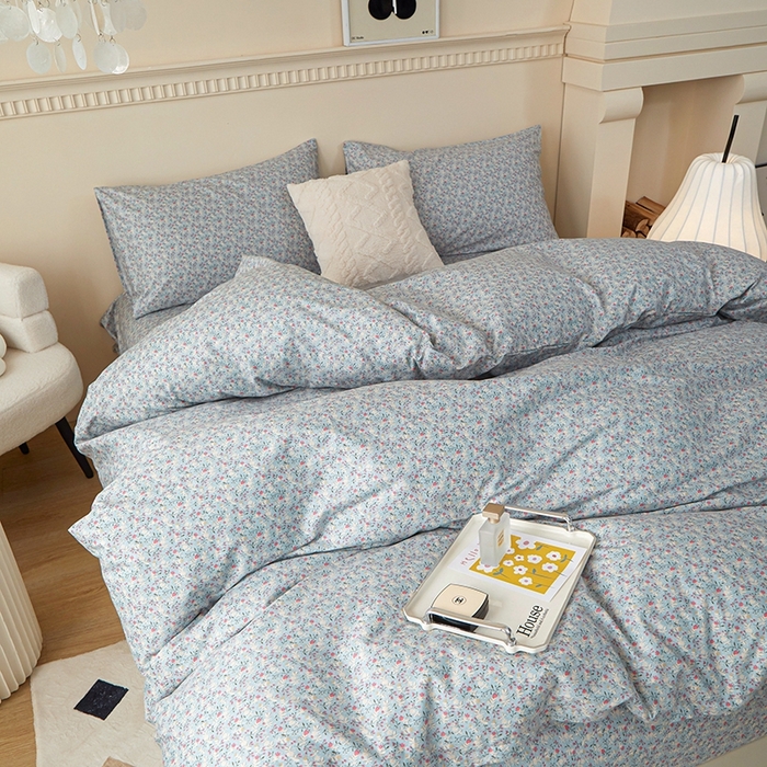 91家纺网 家纺一手货源 找家纺 一米阳光 2024新款小清新AB版全棉四件套 贝尔兰