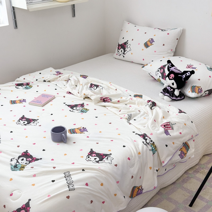 91家纺网 家纺一手货源 找家纺 木堇家居 2024新款三丽欧A类针织棉10%大豆纤维嵌绳款夏被 薯条库洛米