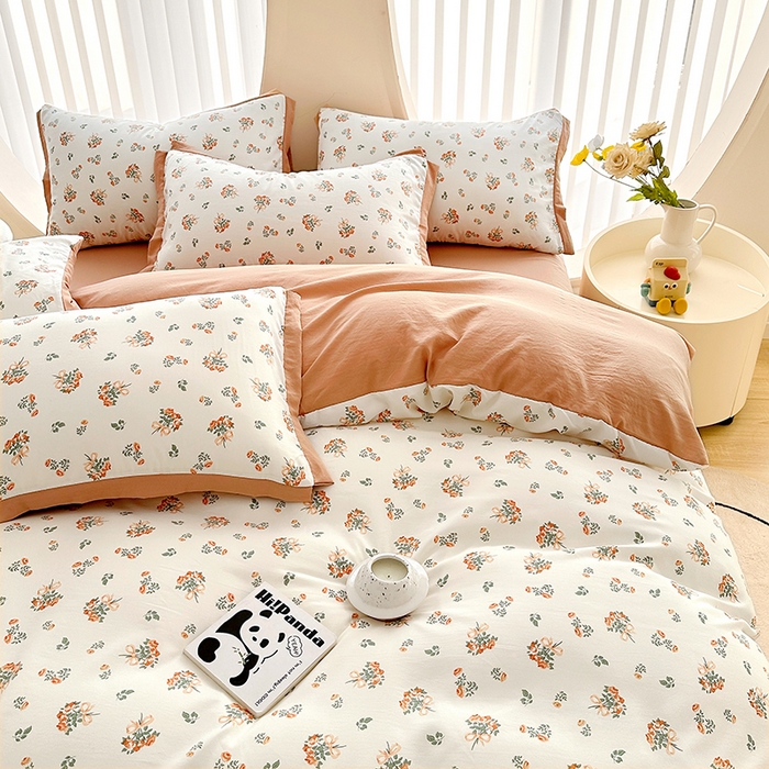 91家纺网 家纺一手货源 找家纺 卡普二店 2024新款A类水洗棉麻四件套 春意浓