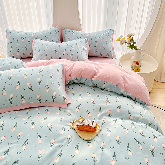 91家纺网 家纺一手货源 找家纺 卡普二店 2024新款A类水洗棉麻四件套 七里香