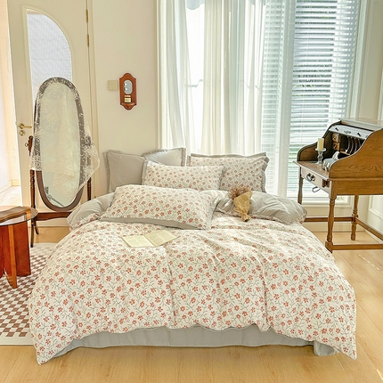 卡普二店 2024新款A类水洗棉麻四件套 楚楚花颜