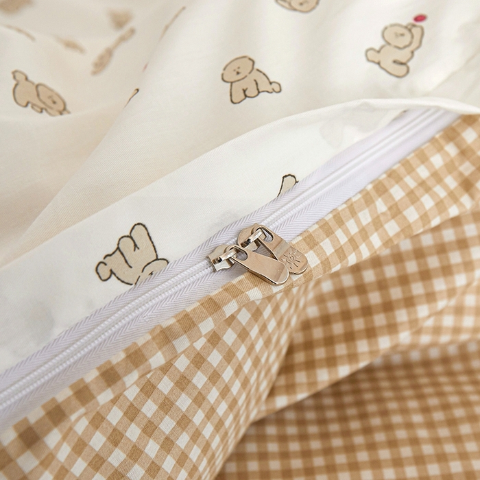 91家纺网 家纺一手货源 找家纺 一米阳光 2024新款小清新AB版全棉四件套 萌萌宠