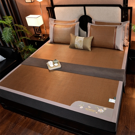 小牛席业 2024新款绣球花开冰藤双面席 绣球花开-冰藤黑咖