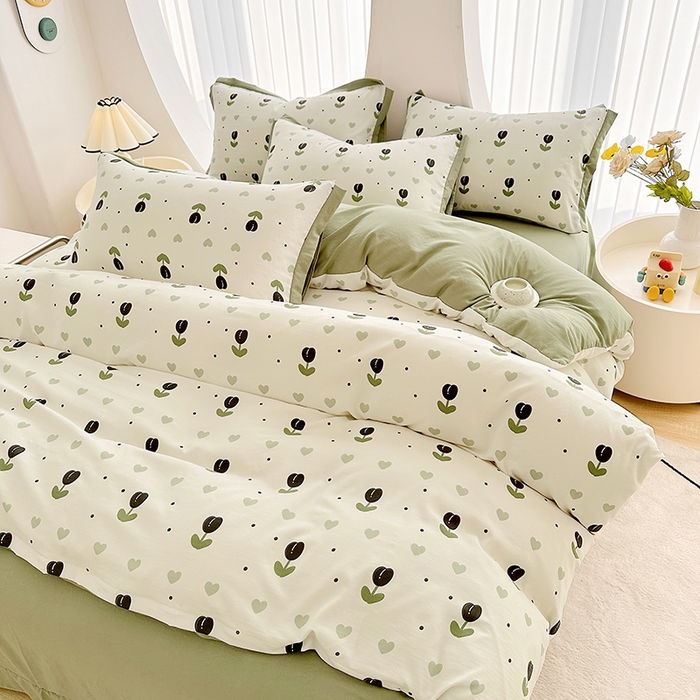 91家纺网 家纺一手货源 找家纺 卡普家居2025新款A类水洗棉麻四件套 班娜花园