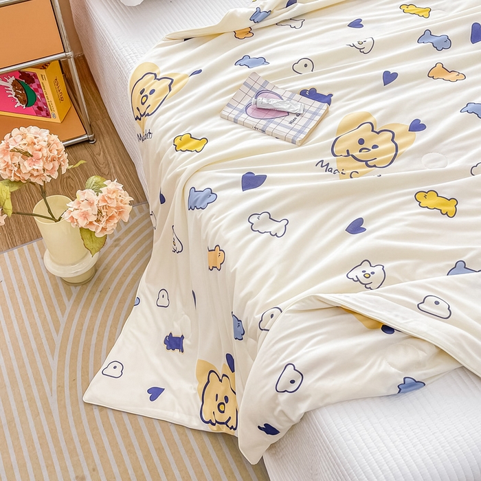 91家纺网 家纺一手货源 找家纺 眠优居 2024新款A类针织棉大豆纤维夏被 魔法狗