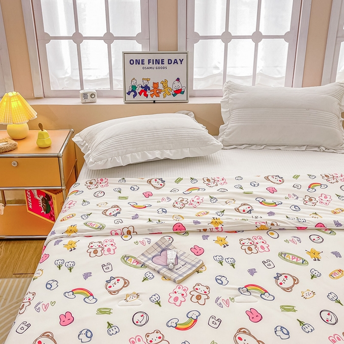 91家纺网 家纺一手货源 找家纺 眠优居 2024新款A类针织棉大豆纤维夏被 彩虹乐园