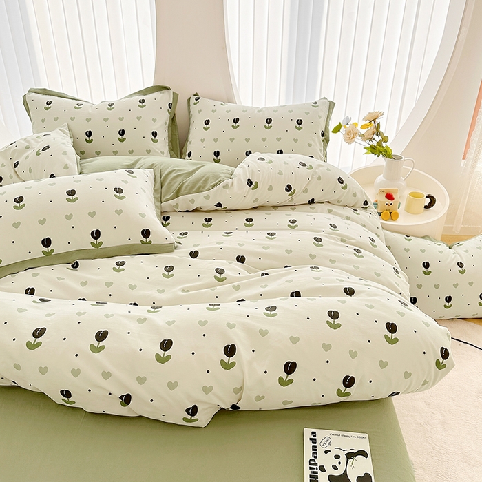 91家纺网 家纺一手货源 找家纺 卡普二店 2024新款A类水洗棉麻四件套 班娜花园