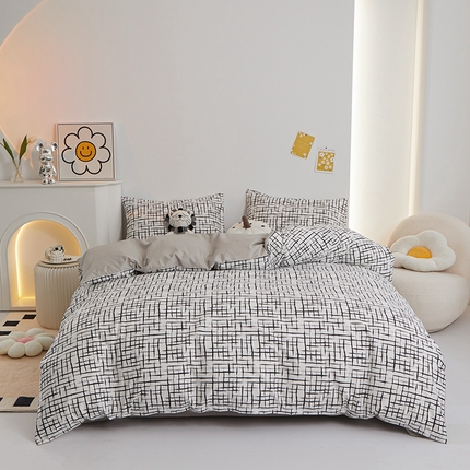 91家纺网 家纺一手货源 找家纺 一米阳光 2024新款小清新AB版全棉四件套 简约