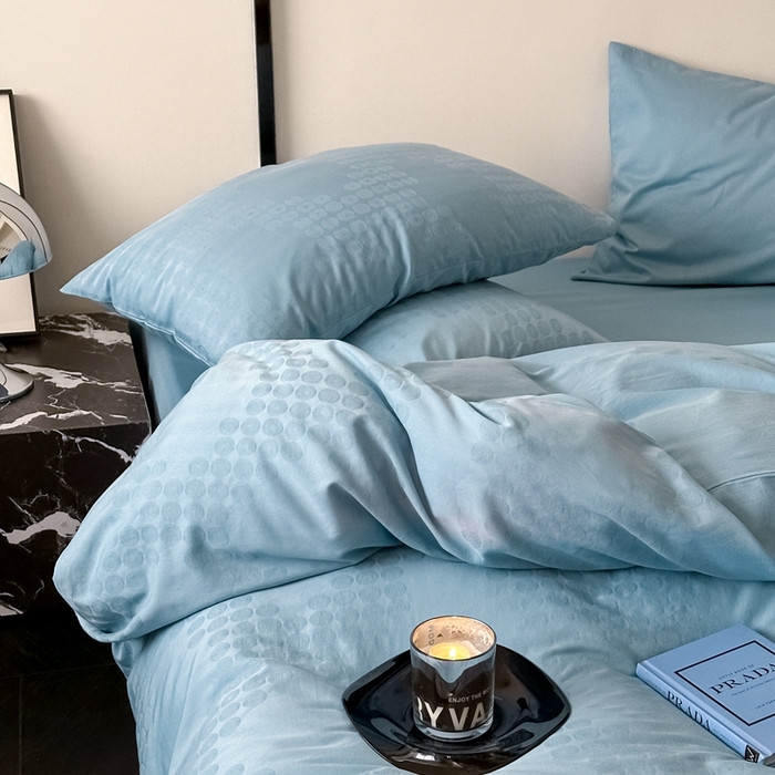 91家纺网 家纺一手货源 找家纺 玖弘 2024新款染色提花系列四件套 古韵 梵高蓝