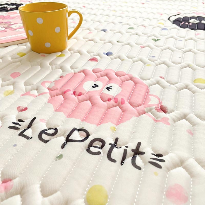 91家纺网 家纺一手货源 找家纺 米帛家纺 2024新款A类凉感丝卡通乳胶凉席-绑带款 彩色煤球