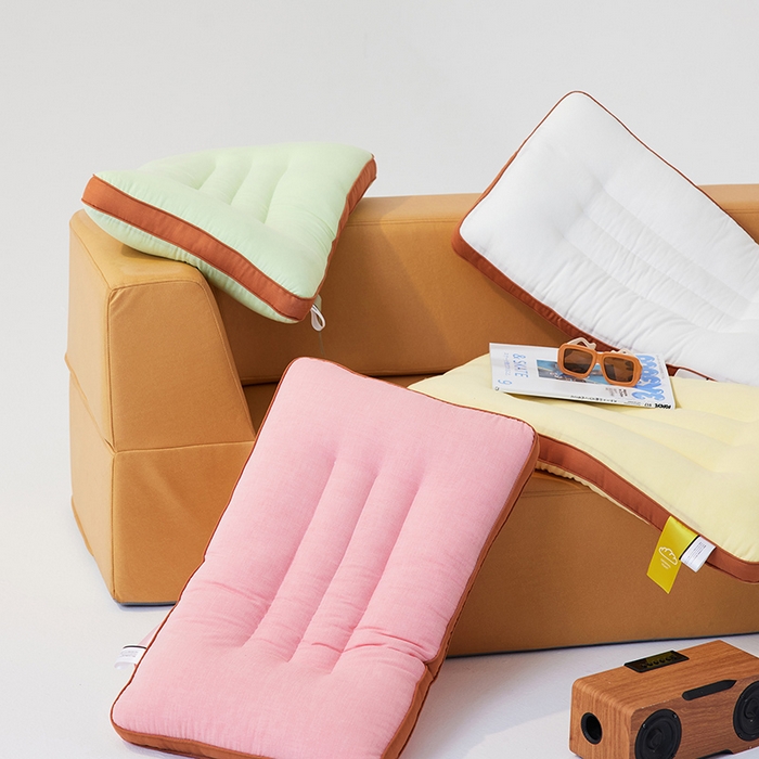 91家纺网 家纺一手货源 找家纺 安莱生活 2024新款5A抗菌早餐派创意系列枕芯-低枕-饼干枕 绿色48*74cm一只