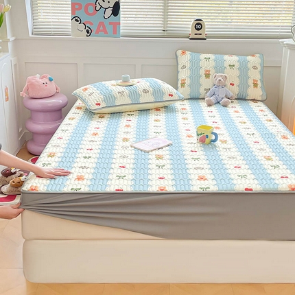 91家纺网 家纺一手货源 找家纺 （总）米帛家纺 2024新款A类凉感丝卡通乳胶凉席-床笠款