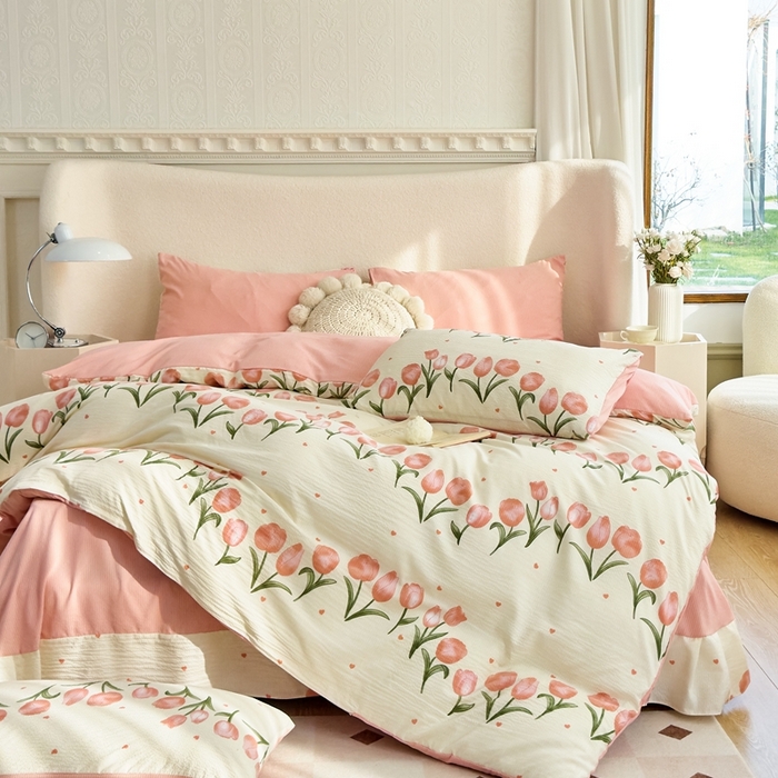 91家纺网 家纺一手货源 找家纺 富之航家纺 2024新款提花泡泡棉四件套 密语