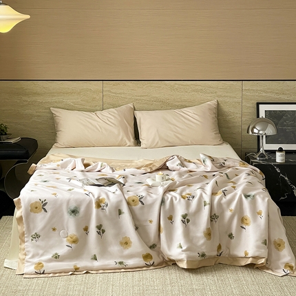 91家纺网 家纺一手货源 找家纺 顾里 2024新款60支天丝莱赛尔夏被 茶靡黄