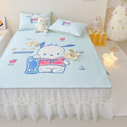 91家纺网 家纺一手货源 找家纺 （总）米帛家纺 2024新款大版三丽鸥A类凉感丝乳胶凉席-床裙款