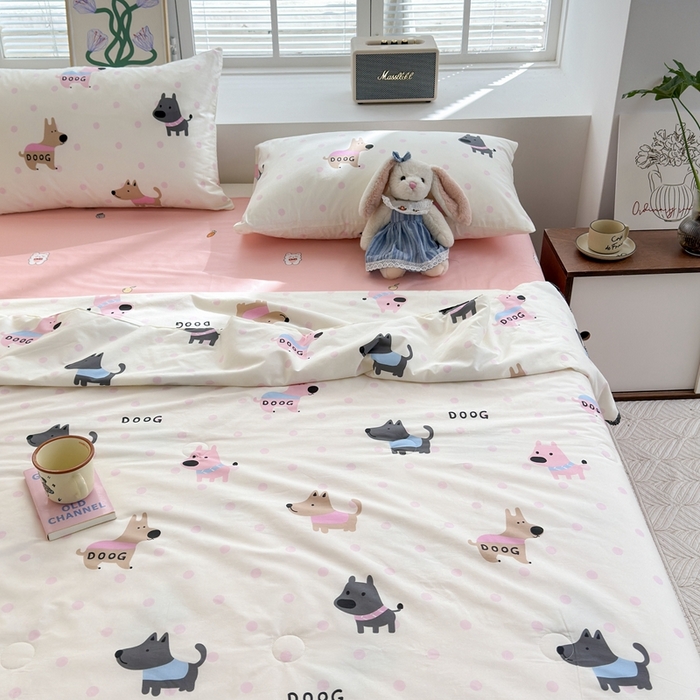 91家纺网 家纺一手货源 找家纺 星期八 2024新款全棉夏被四件套 旺仔