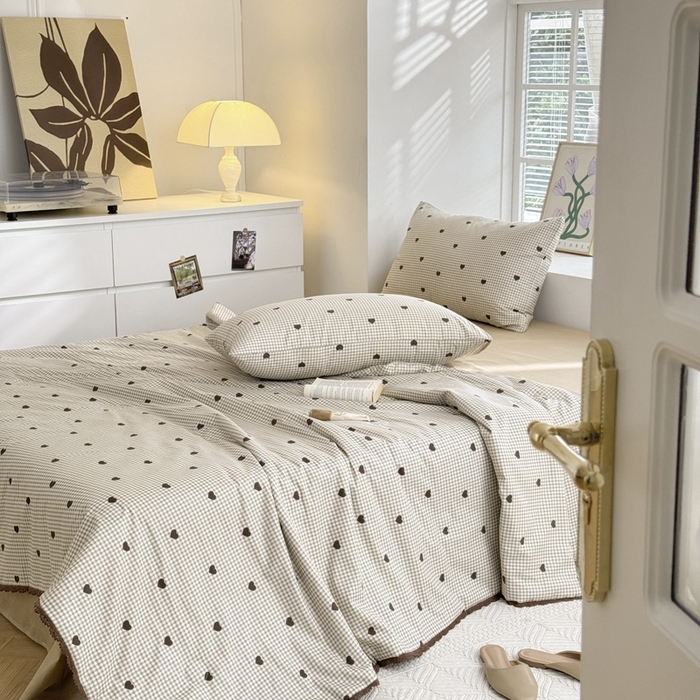 91家纺网 家纺一手货源 找家纺 星期八 2024新款全棉夏被四件套 甜心