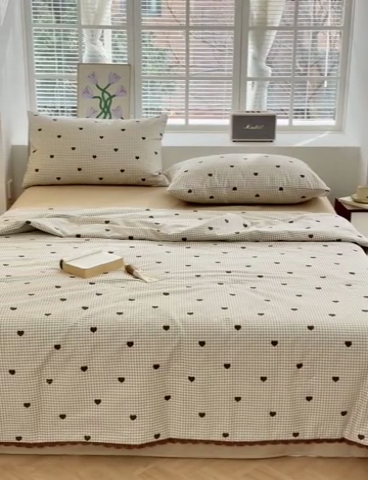 91家纺网 家纺一手货源 找家纺 星期八 2024新款全棉夏被四件套 甜心