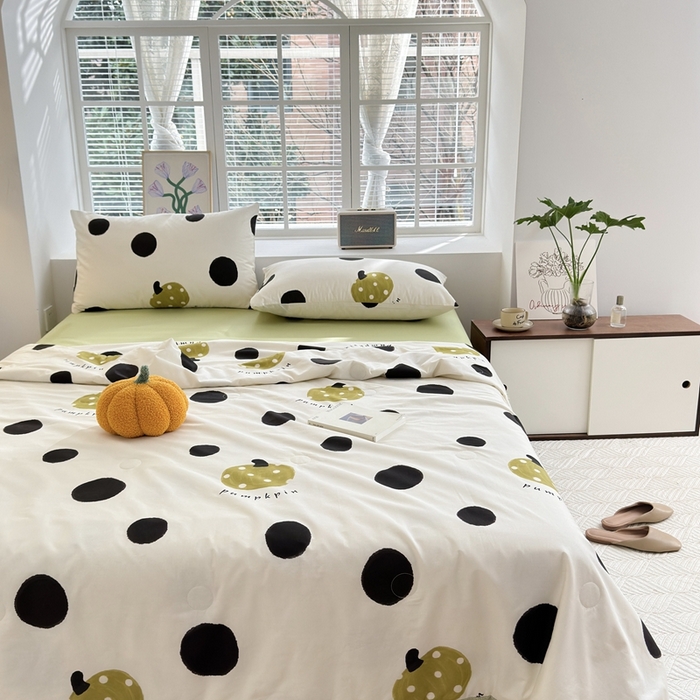 91家纺网 家纺一手货源 找家纺 星期八 2024新款全棉夏被四件套 小南瓜