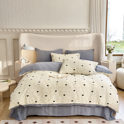 91家纺网 家纺一手货源 找家纺 富之航家纺 2024新款提花泡泡棉四件套 心动