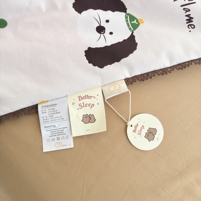 91家纺网 家纺一手货源 找家纺 星期八 2024新款全棉夏被四件套 波点狗