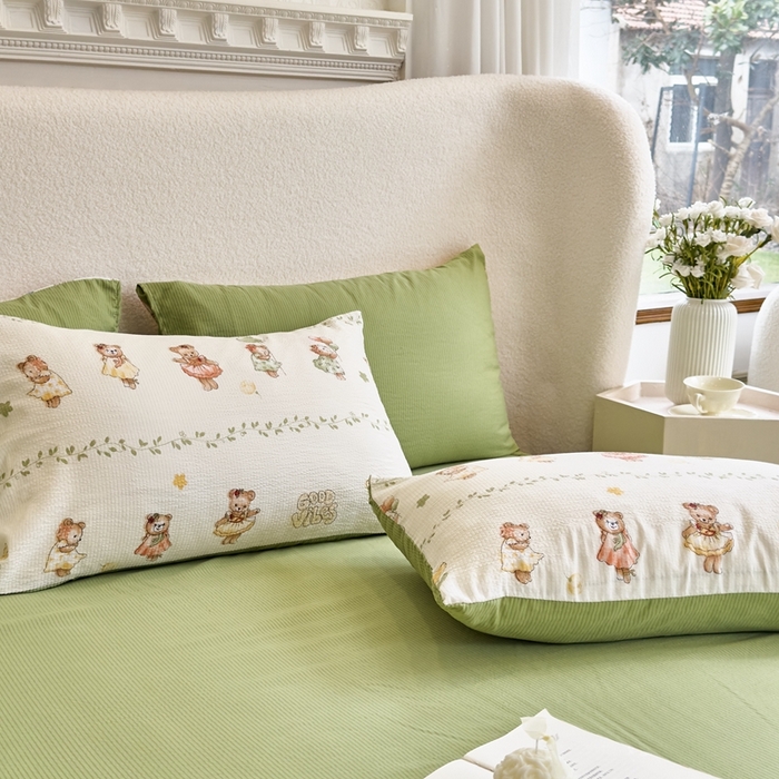 91家纺网 家纺一手货源 找家纺 富之航家纺 2024新款提花泡泡棉四件套 爱丽丝