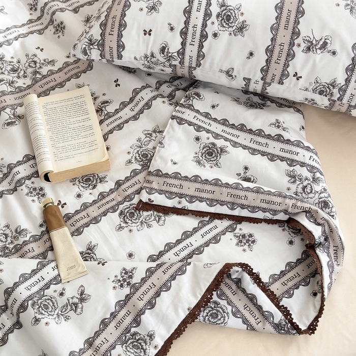 91家纺网 家纺一手货源 找家纺 星期八 2024新款全棉夏被四件套 黑茶