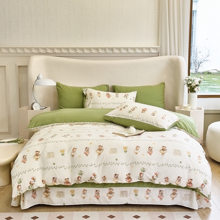 91家纺网 家纺一手货源 找家纺 富之航家纺 2024新款提花泡泡棉四件套 爱丽丝