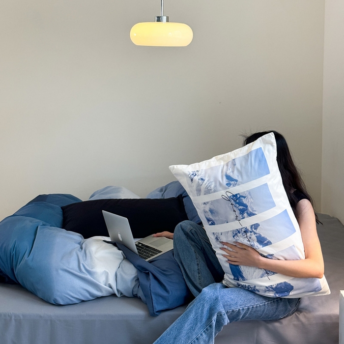 91家纺网 家纺一手货源 找家纺 艾沁家纺 2024新款40支全棉渐变色混搭四件套 渐变蓝