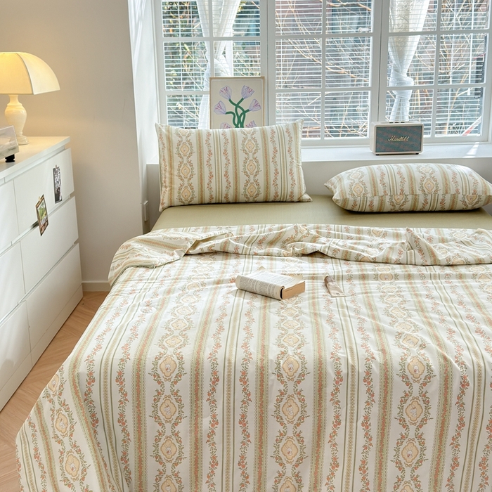 91家纺网 家纺一手货源 找家纺 星期八 2024新款全棉夏被四件套 花穗