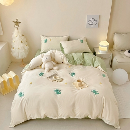 91家纺网 家纺一手货源 找家纺 （总） 沐棉家居 2024新款全棉水洗棉毛巾绣四件套