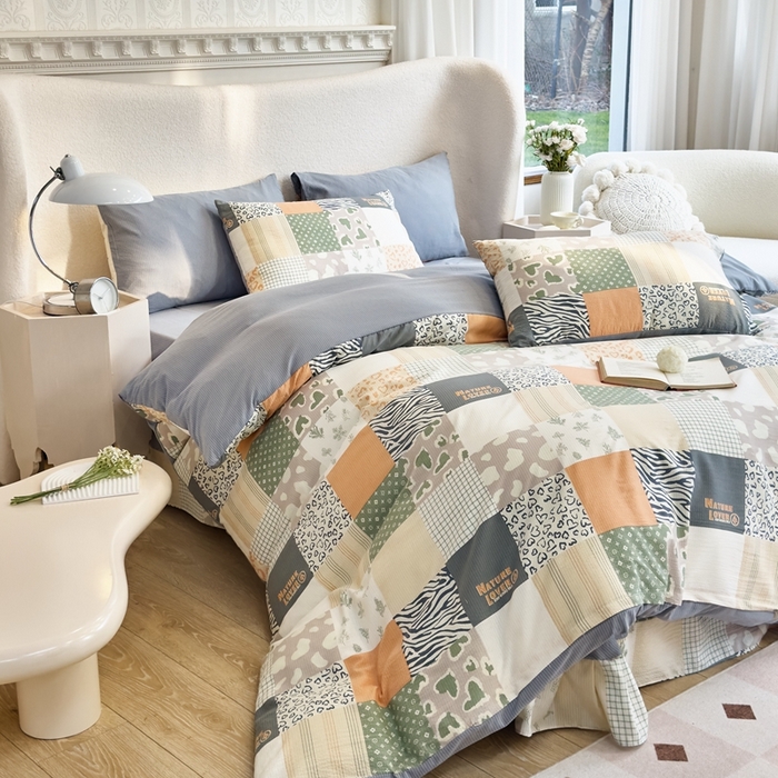 91家纺网 家纺一手货源 找家纺 富之航家纺 2024新款提花泡泡棉四件套 柏拉图