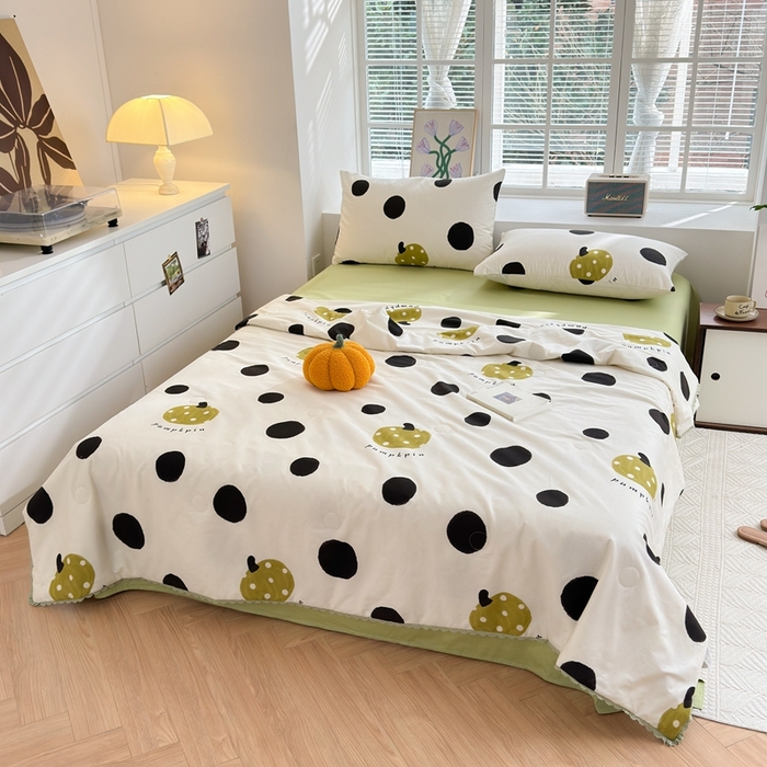 91家纺网 家纺一手货源 找家纺 星期八 2024新款全棉夏被四件套 小南瓜