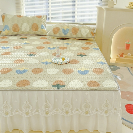 91家纺网 家纺一手货源 找家纺 （总）米帛家纺 2024新款A类凉感丝卡通乳胶凉席床裙款