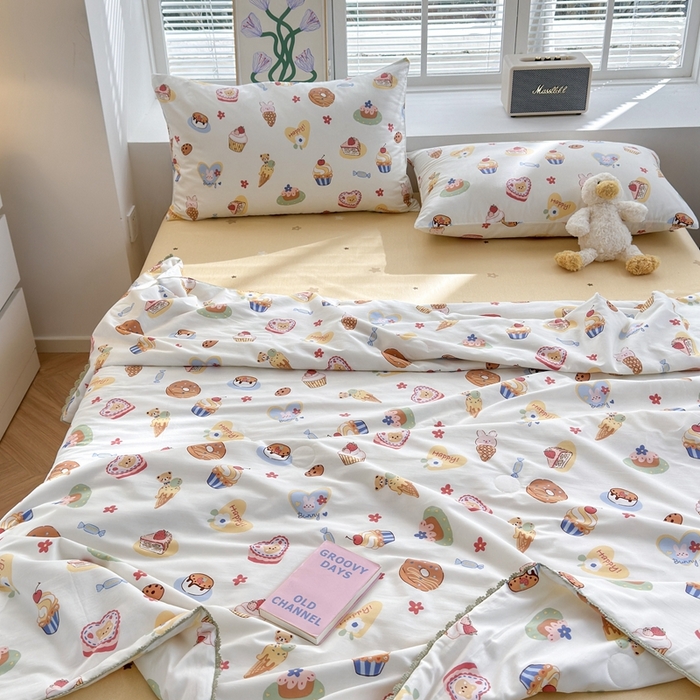 91家纺网 家纺一手货源 找家纺 星期八 2024新款全棉夏被四件套 甜甜圈