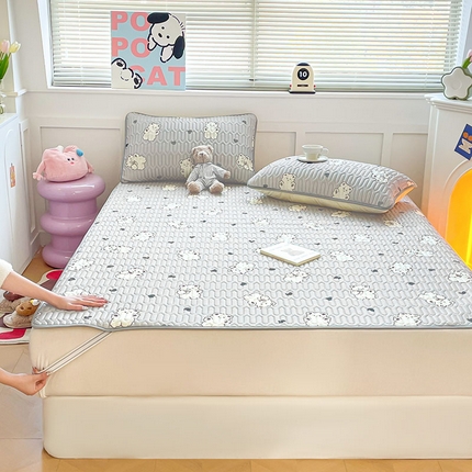 91家纺网 家纺一手货源 找家纺 （总）米帛家纺 2024新款A类凉感丝卡通乳胶凉席-绑带款