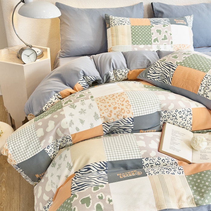 91家纺网 家纺一手货源 找家纺 富之航家纺 2024新款提花泡泡棉四件套 柏拉图