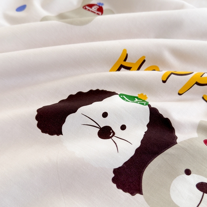 91家纺网 家纺一手货源 找家纺 星期八 2024新款全棉夏被四件套 波点狗