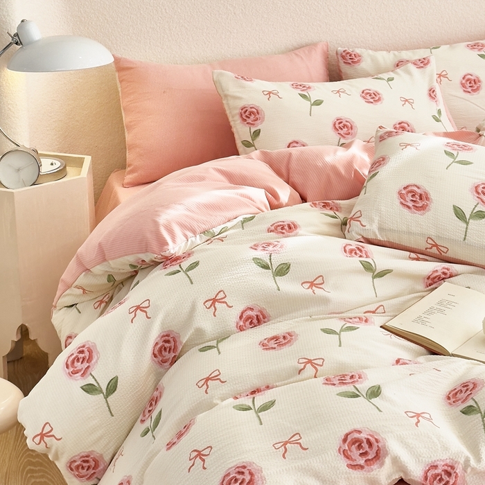 91家纺网 家纺一手货源 找家纺 富之航家纺 2024新款提花泡泡棉四件套 白月光